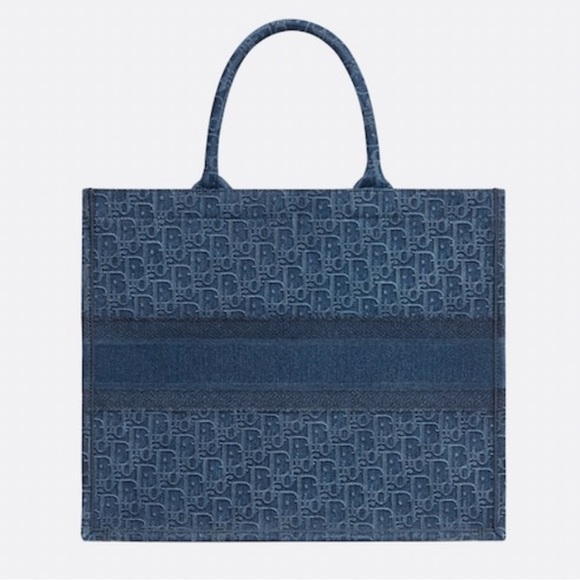 Dior • Large Denim Oblique Book Tote - Picture 2 of 14
